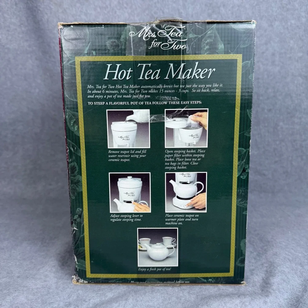 Vtg Mr. Coffee Mrs. Tea for Two Hot Tea Maker HTM11 White 15oz Ceramic Pot